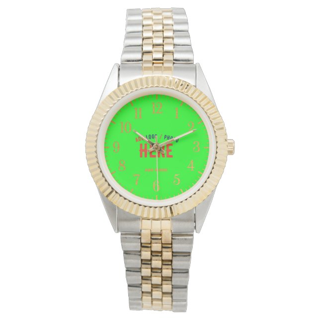 STILISCH MODERN SILVERY GOLDEN NEON GREEN BRANDY ARMBANDUHR (Vorderseite)