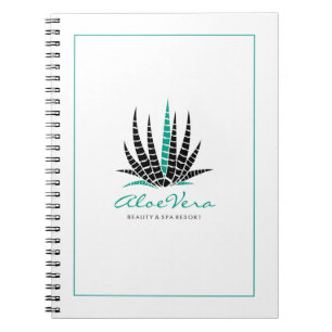 Stilisierte Aloe-Vera-Illustration in Weiß und Tür Notizblock