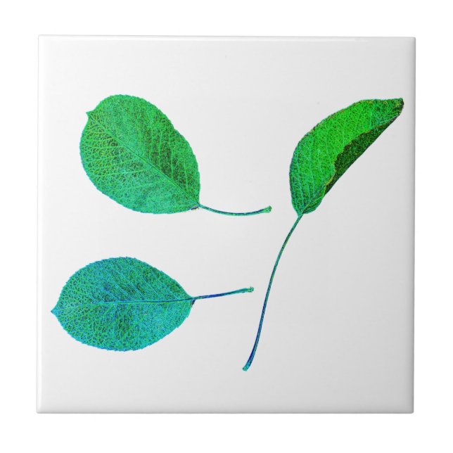Stilisierte Birnbaumleaf Textur Print Fliese (Vorderseite)