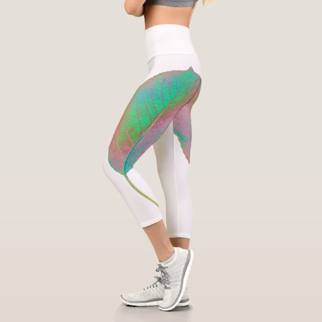 Stilisierte Birnbaumleaf Textur Print Leggings (Links)