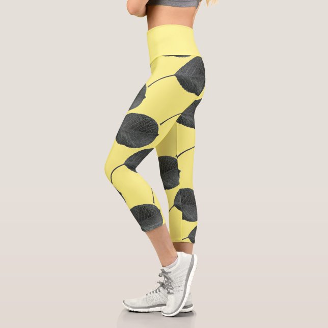 Stilisierte Birnbaumleaf Textur Print Leggings (Links)
