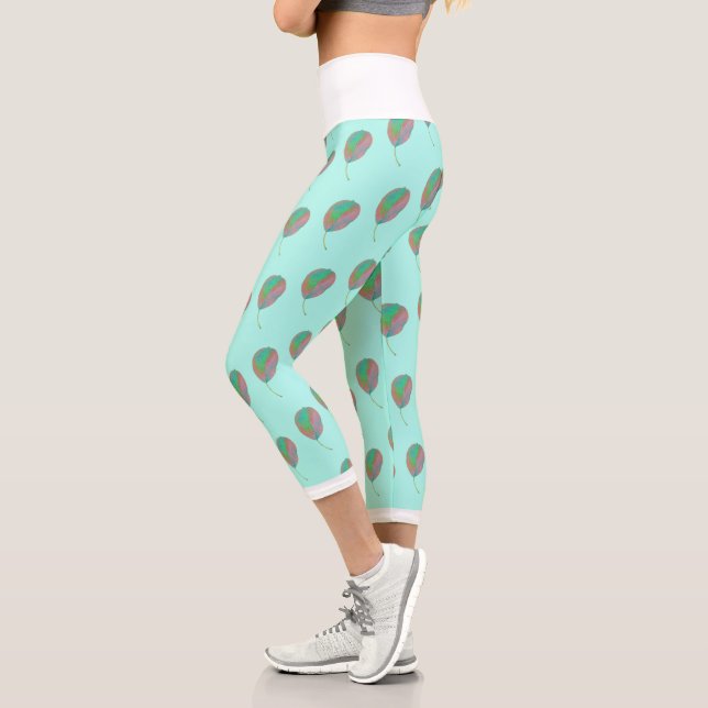 Stilisierte Birnbaumleaf Textur Print Leggings (Links)