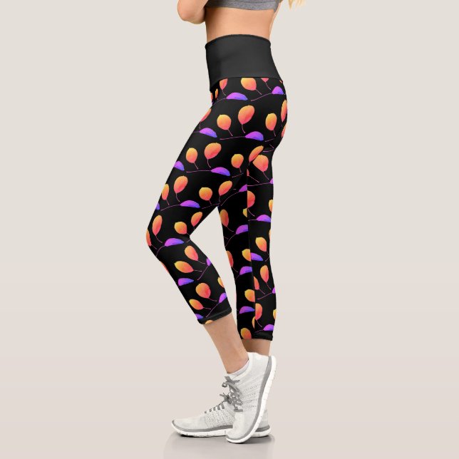 Stilisierte Birnbaumleaf Textur Print Leggings (Links)