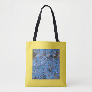 Stilisierte blaue Blumen Malerei Tragetasche Tasche