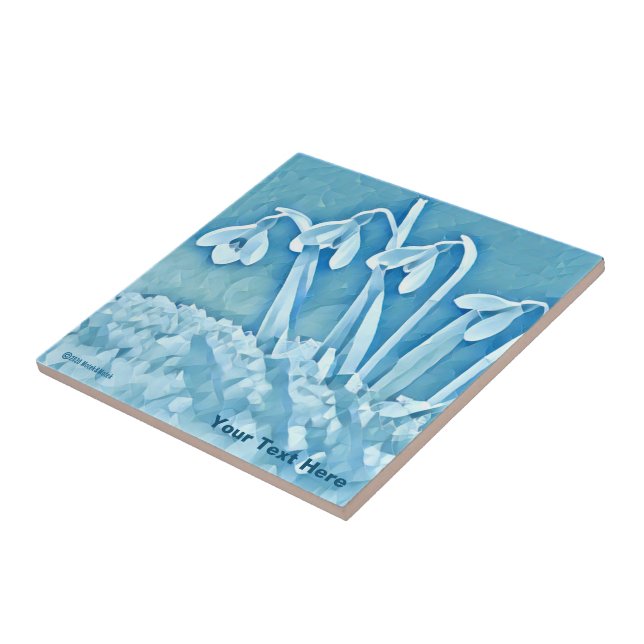 Stilisierte blaue Schneefälle Fliese (Seite)