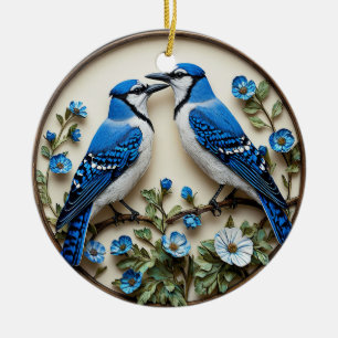 Stilisierte Blauhäher inmitten von dekorativem bot Keramik Ornament