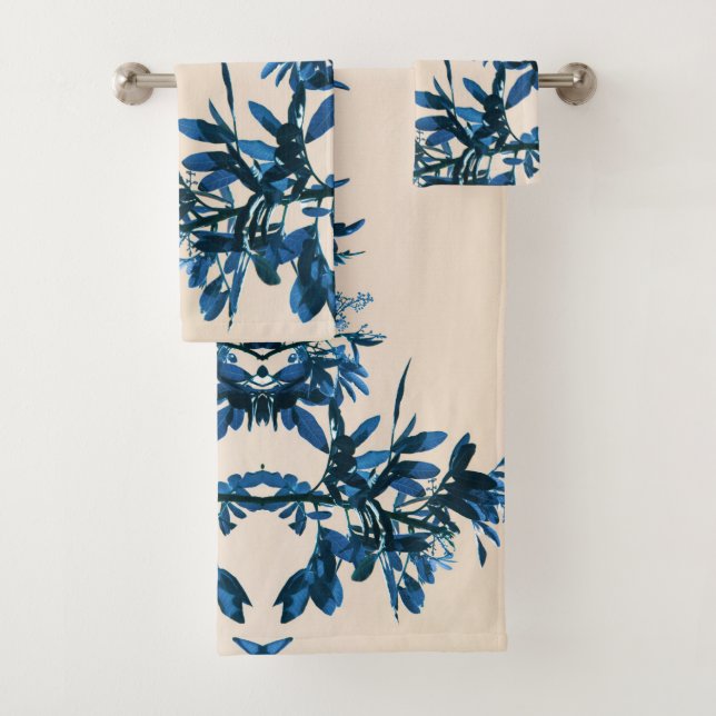 Stilisierte Blue Pepper Tree Blätter Badhandtuch Set (Insitu)