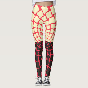 Stilisierte Blume: Schwarzes Rotes Elfenbein Leggings