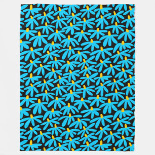 Stilisierte Blume - Sky Blue, Amber und Black Fleecedecke