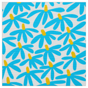 Stilisierte Blume - Sky Blue, Amber und White Stoff