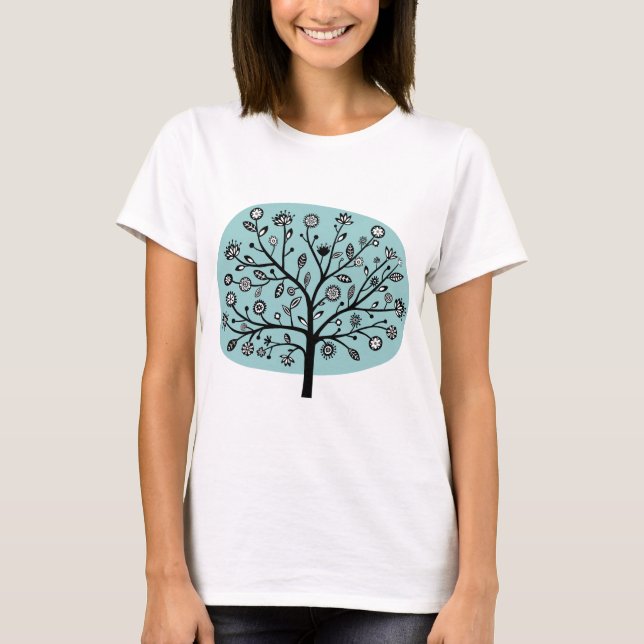 Stilisierte Blume Tree - Light Blue Green T-Shirt (Vorderseite)