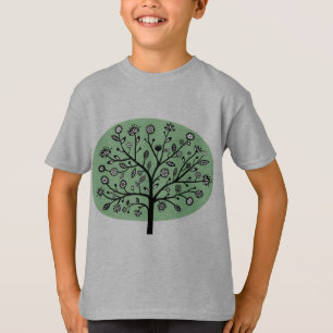 Stilisierte Blume Tree - verblasste Grün T-Shirt