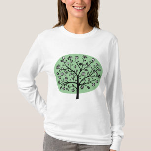 Stilisierte Blume Tree - verblasste Grün T-Shirt
