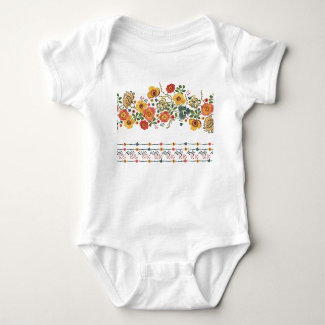 Stilisierte Blüte: Aquarell Nahtloses Design. Baby Strampler (Vorderseite)