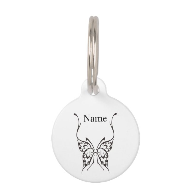 Stilisierte Butterfly Tattoo Thunder_Cove  Haustiermarke (Vorderseite)