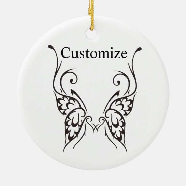 Stilisierte Butterfly Tattoo Thunder_Cove Keramik Ornament (Hinten)