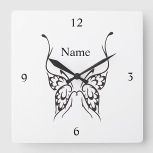 Stilisierte Butterfly Tattoo Thunder_Cove Quadratische Wanduhr