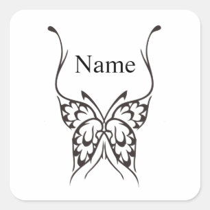 Stilisierte Butterfly Tattoo Thunder_Cove Quadratischer Aufkleber