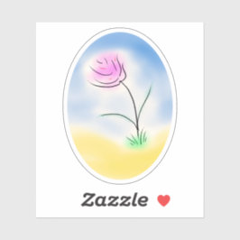 Stilisierte Cameo-Szene einer glücklichen Blume Aufkleber