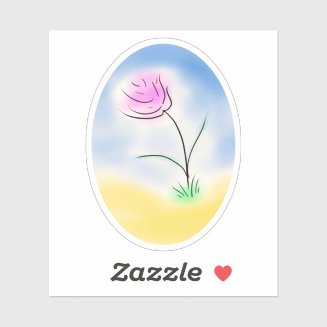 Stilisierte Cameo-Szene einer glücklichen Blume Aufkleber (Blatt)
