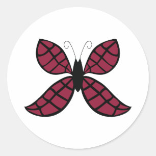Stilisierte Crimson Butterfly Classic Round Sticke Runder Aufkleber