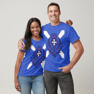 Stilisierte Distel St. Andrews-Kreuz und Saltire T-Shirt