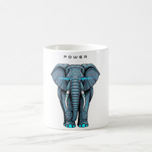 Stilisierte Elefantengrafik mit Machtthema Kaffeetasse