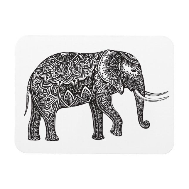 Stilisierte Fantasy Elephant Doodle Magnet (Horizontal)