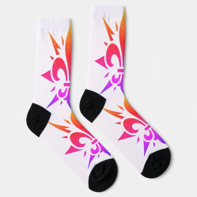 "Stilisierte Fleur-de-lis" Crew Socken (Rechts)