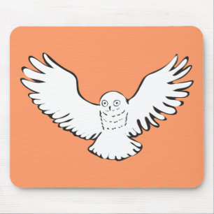 Stilisierte fliegende Snowy-Eule Mousepad