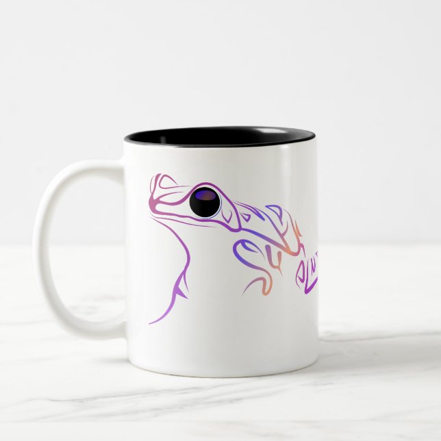 Stilisierte Froschdoodle Zweifarbige Tasse (Links)