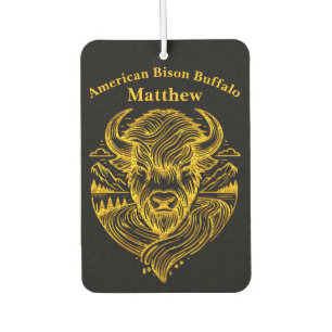 Stilisierte Gold-Bison-Illustration in Naturstimmu Autolufterfrischer