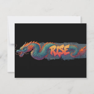 Stilisierte Graffiti Dragon Mural mit Bold 'RISE' Postkarte