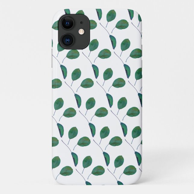 Stilisierte Green Pear Tree Blätter iPhone 11 Fall Case-Mate iPhone Hülle (Rückseite)
