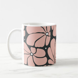 Stilisierte große Blüten, nahtlose Blumenmuster. Kaffeetasse