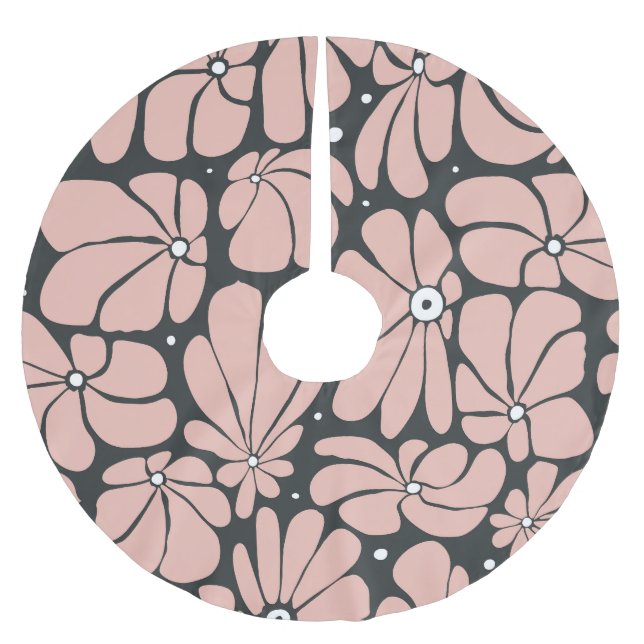 Stilisierte große Blüten, nahtlose Blumenmuster. Polyester Weihnachtsbaumdecke (Vorderseite)