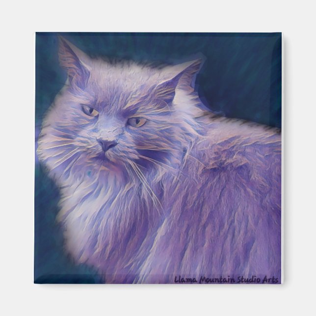 Stilisierte Katze #1 Lila Twig-Magnet Magnet (Vorne)