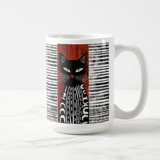 Stilisierte Katze Kaffeetasse (Rechts)