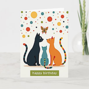 Stilisierte Katzen-Geburtstagskarte Karte