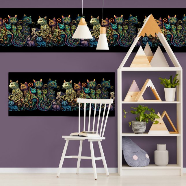 Stilisierte Katzenstammfarben auf Black Frieze Pos Poster (Von Creator hochgeladen)