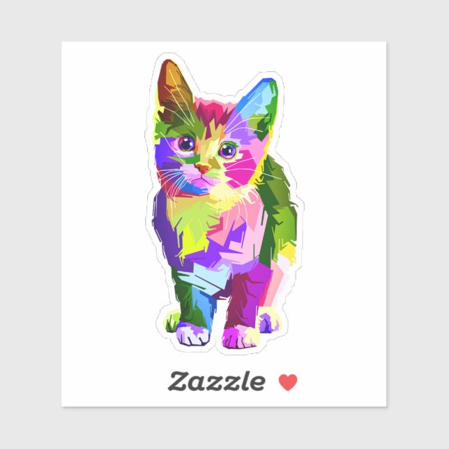 Stilisierte Kitten Prismatic Design-32345 Aufkleber (Blatt)