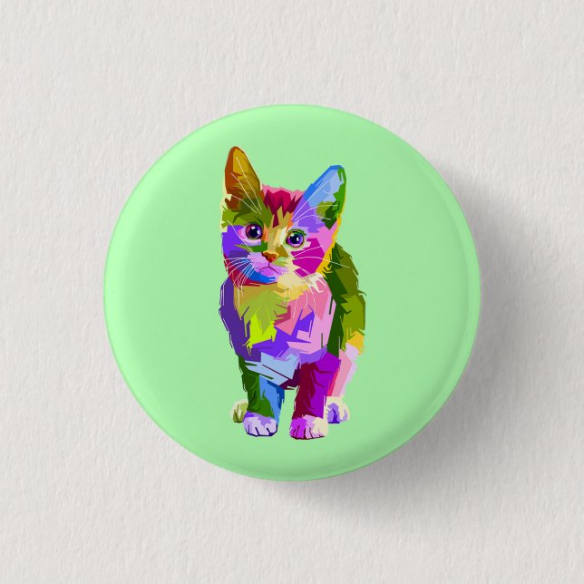 Stilisierte Kitten Prismatic Design-32345 Button (Vorderseite)