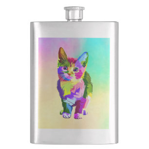 Stilisierte Kitten Prismatic Design-32345 Flachmann