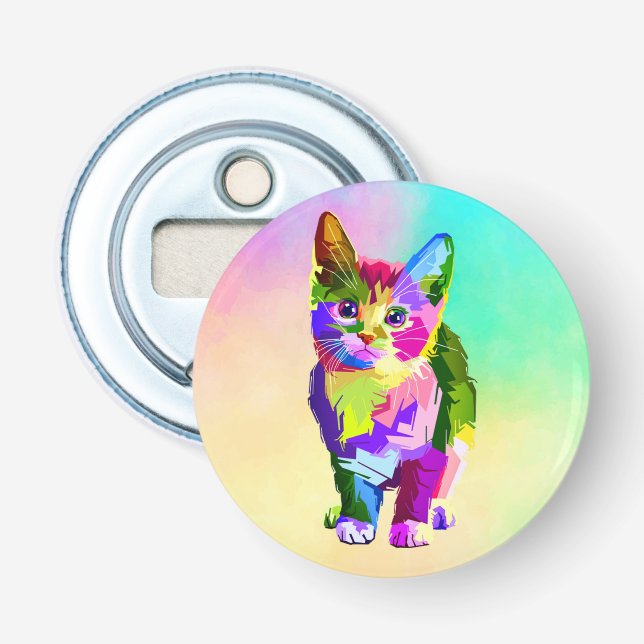 Stilisierte Kitten Prismatic Design-32345 Flaschenöffner (Vorderseite)