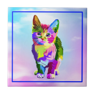 Stilisierte Kitten Prismatic Design-32345 Fliese