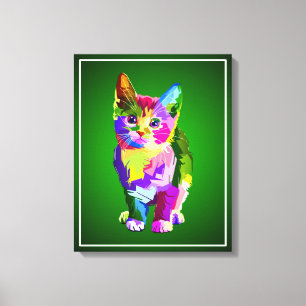 Stilisierte Kitten Prismatic Design-32345 Leinwanddruck