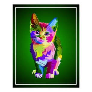 Stilisierte Kitten Prismatic Design-32345 Poster