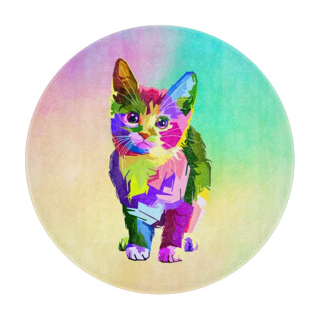 Stilisierte Kitten Prismatic Design-32345 Schneidebrett (Vorderseite)