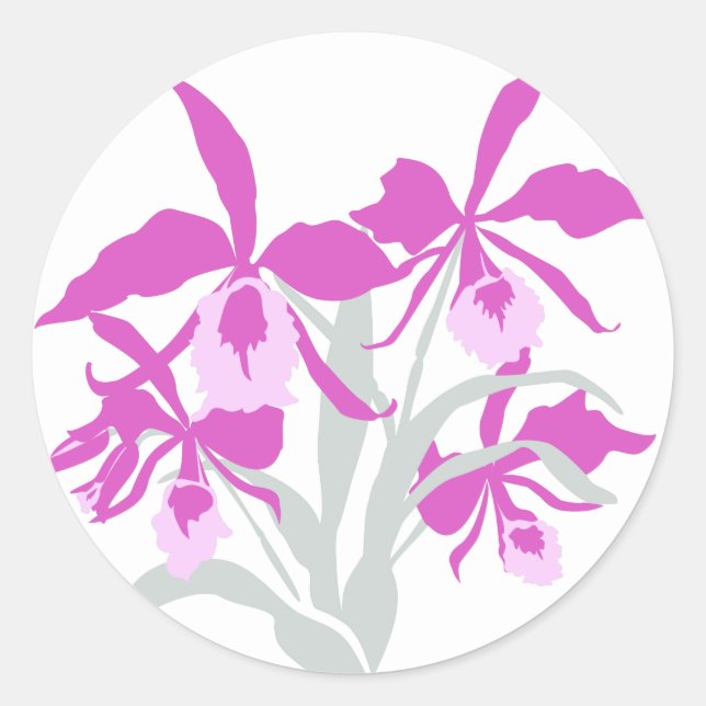 Stilisierte lila Orchideenaufkleber Runder Aufkleber (Vorderseite)