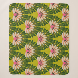 Stilisierte Lotustapete: rosa, grün. Sherpadecke